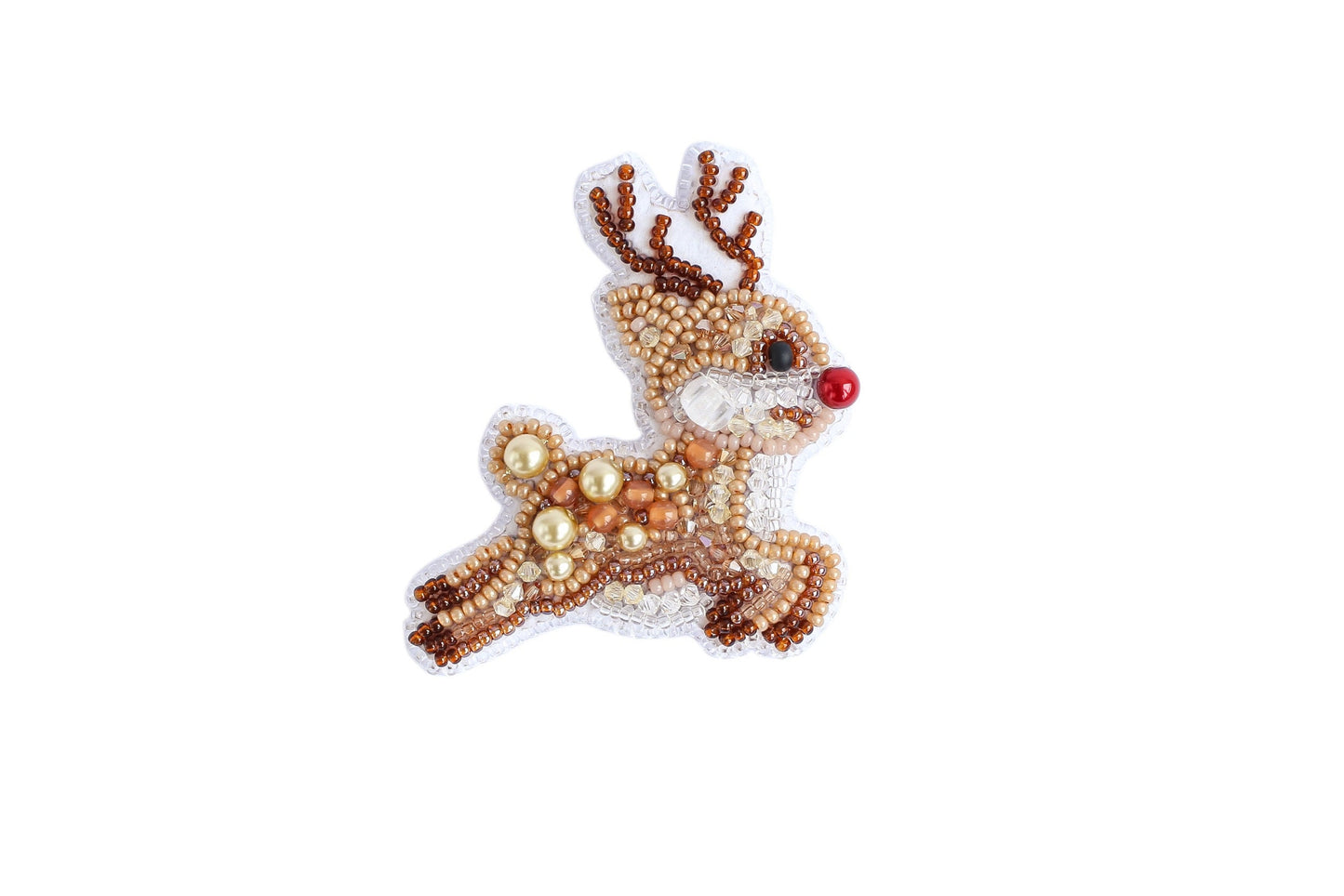 Christmas Deer - Readymade Beaded Brooch