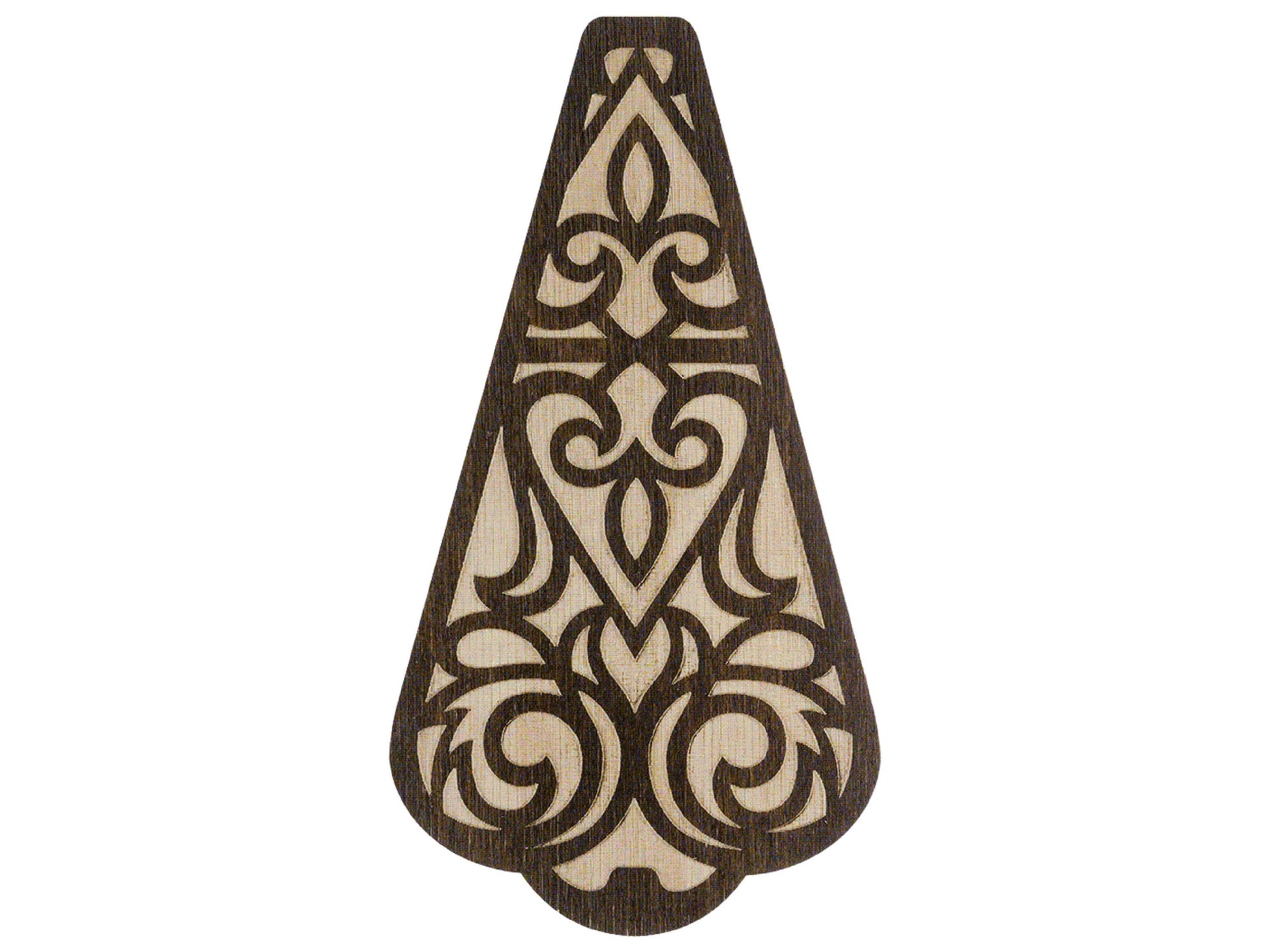a brown and white decorative object on a white background