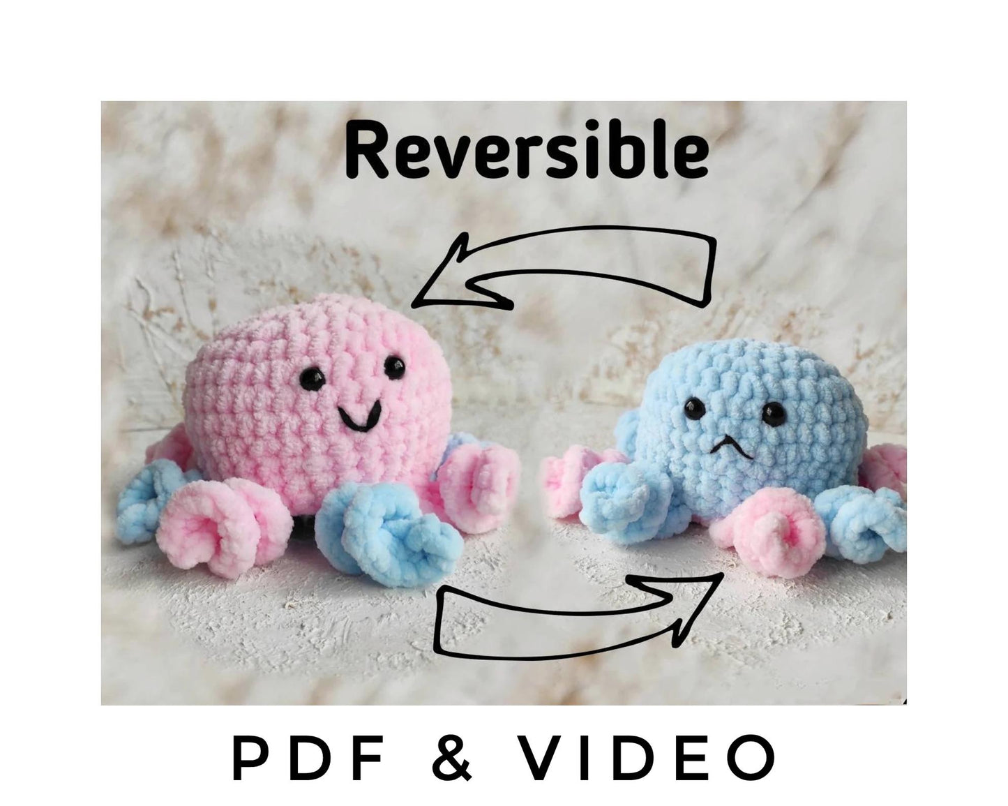 two crocheted stuffed animals sitting next to each other