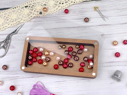 Wooden Craft Organizer Box with Clear Lid