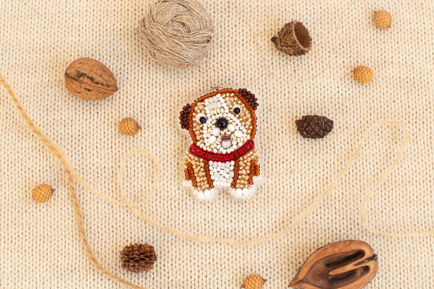 English Bulldog - Readymade Beaded Brooch
