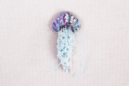 Jellyfish - Readymade Beaded Brooch