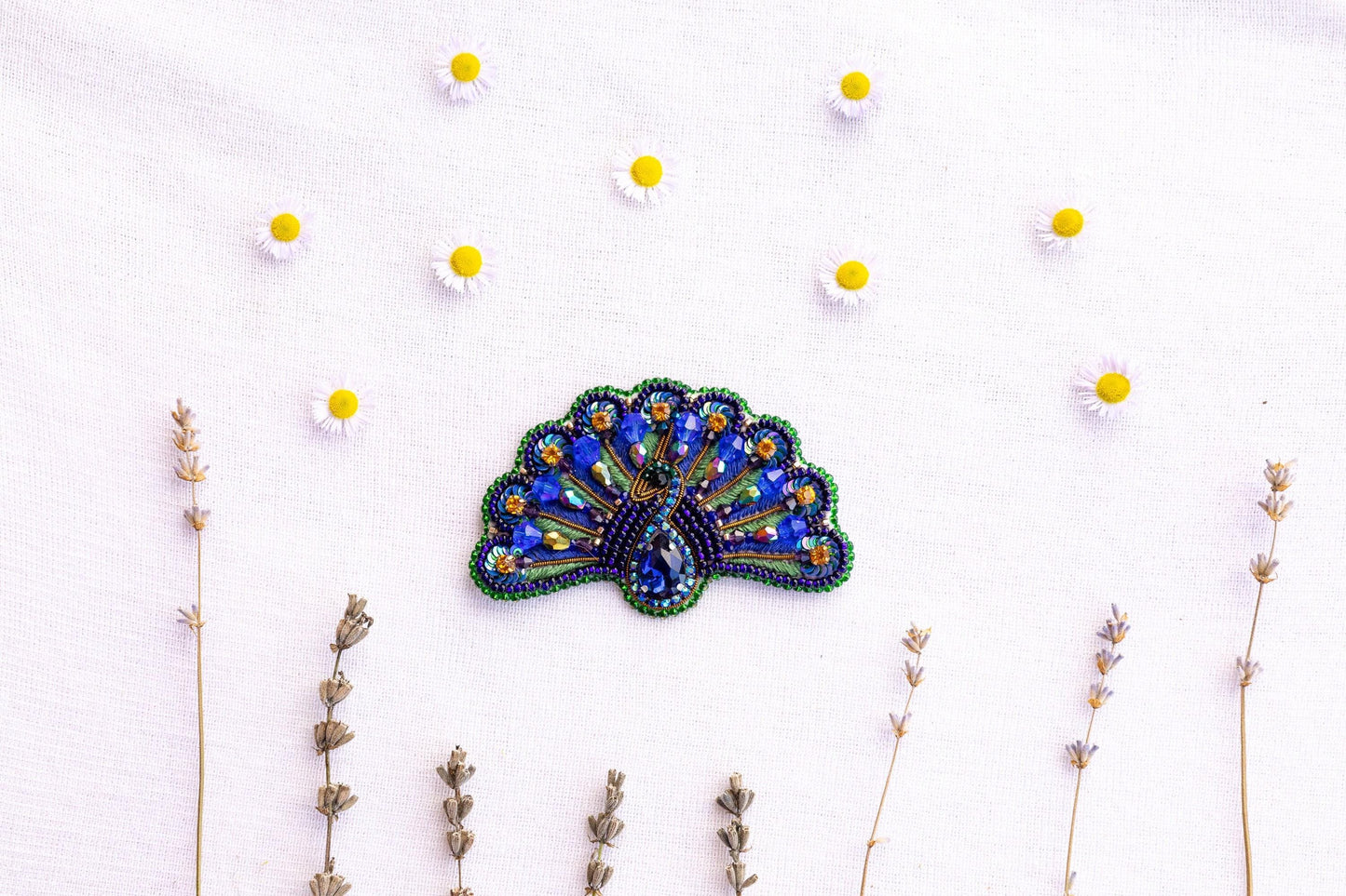 Peacock Bird - Readymade Beaded Brooch
