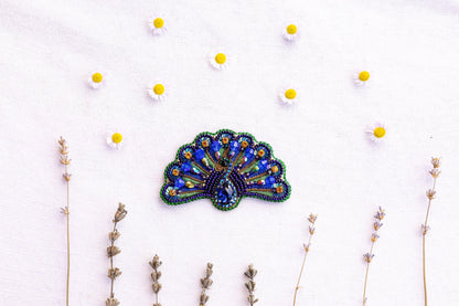 Peacock Bird - Readymade Beaded Brooch