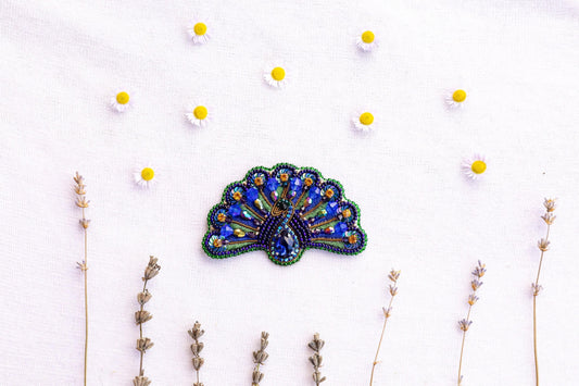 Peacock Bird - Readymade Beaded Brooch