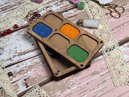 a close up of a tray of food on a table