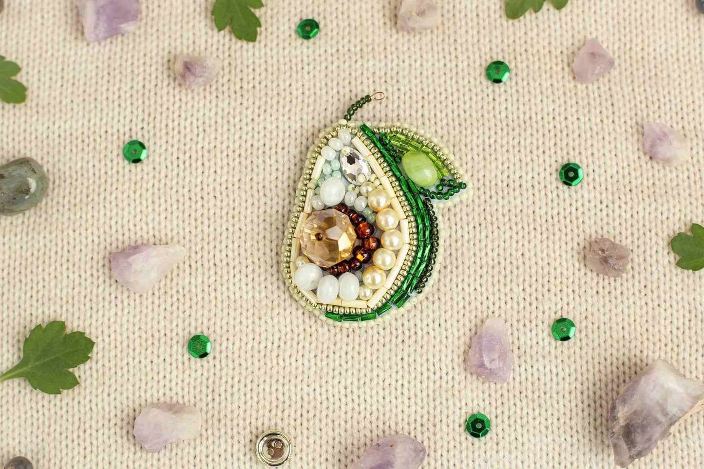 Avocado - Readymade Beaded Brooch