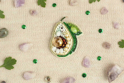 Avocado - Readymade Beaded Brooch