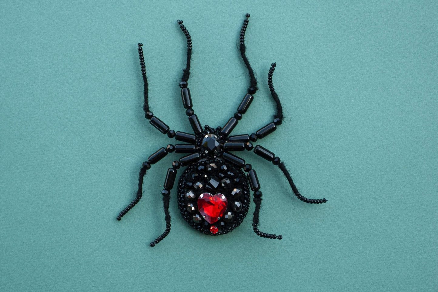 Black Widow Spider - Readymade Beaded Brooch