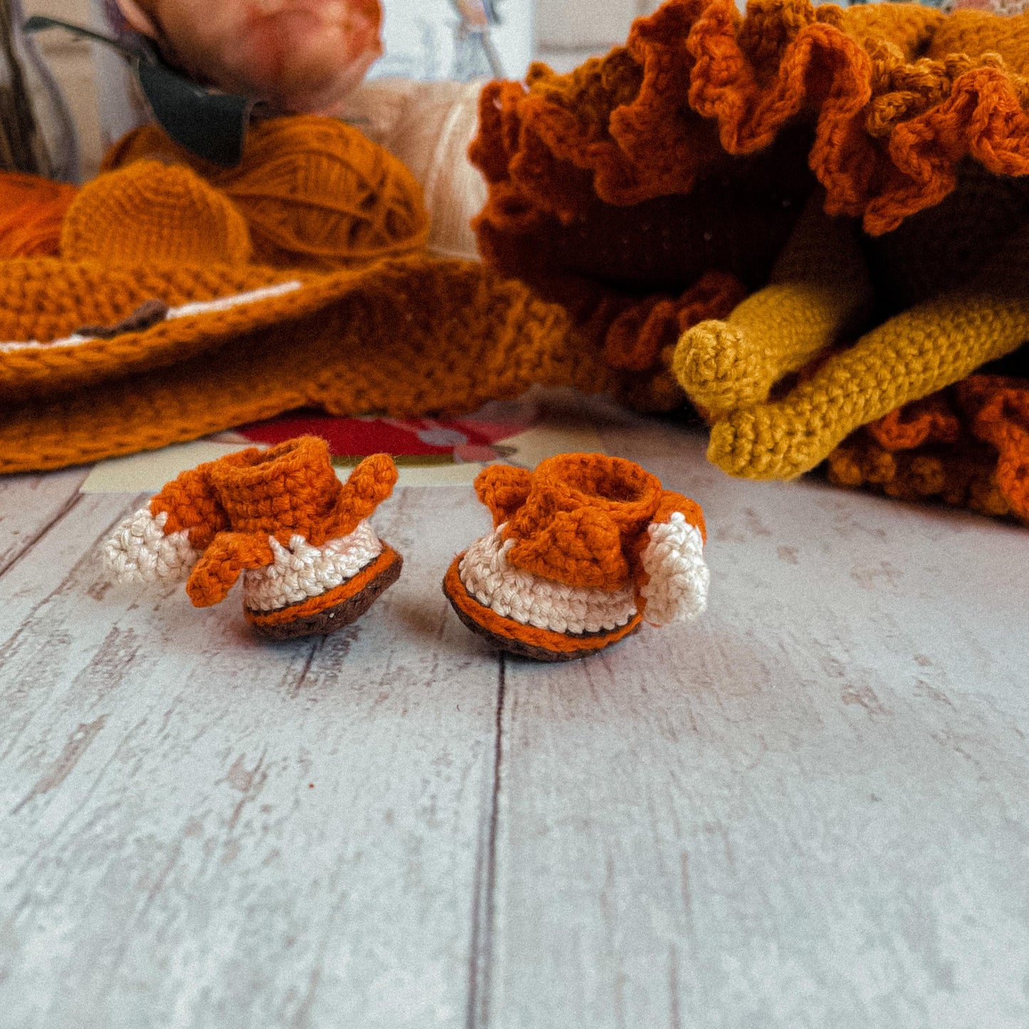 a close up of a pair of shoes on a table