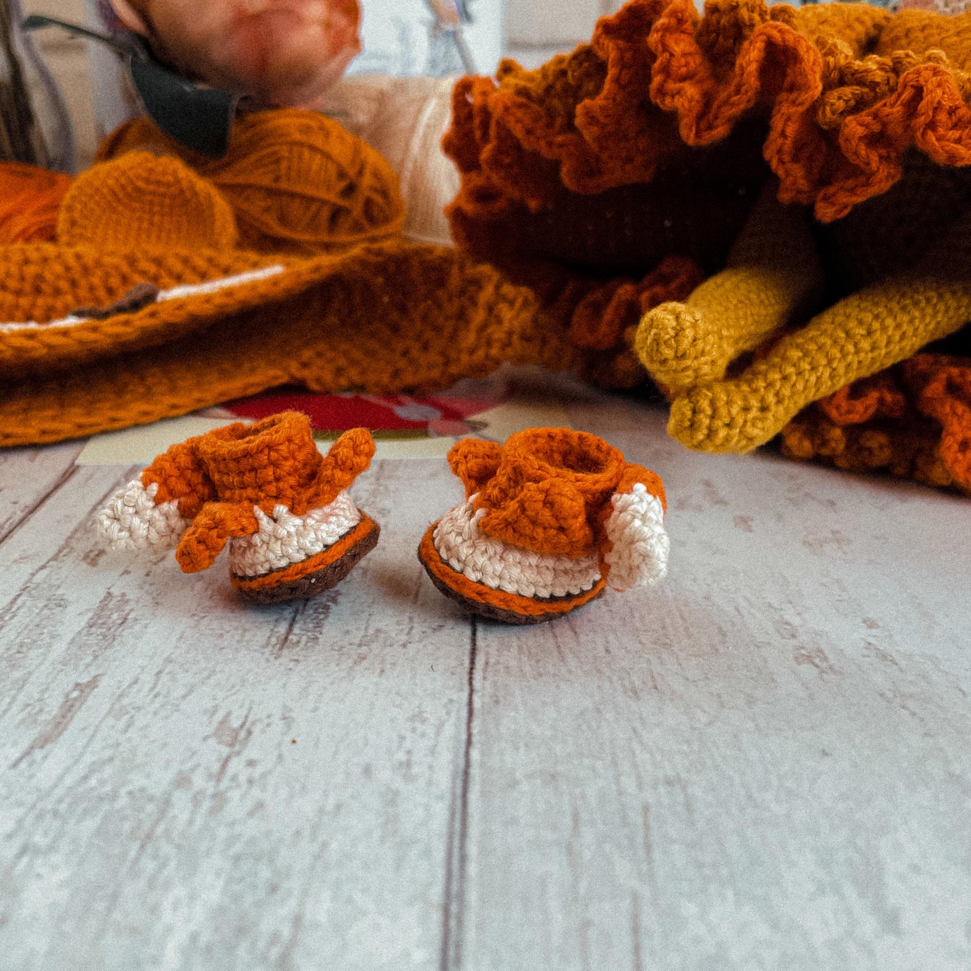 a close up of a pair of shoes on a table
