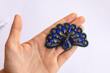 Peacock Bird - Readymade Beaded Brooch