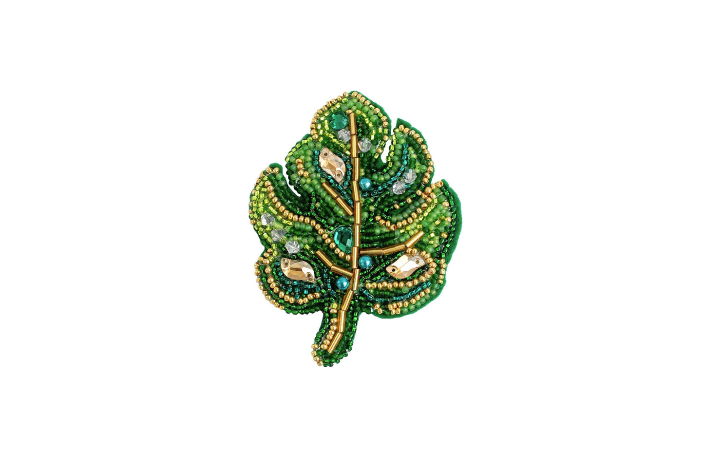 Leaf - Readymade Beaded Brooch