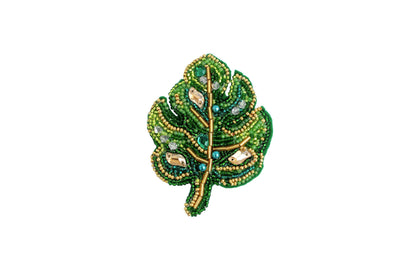 Leaf - Readymade Beaded Brooch