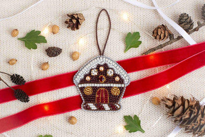 Gingerbread House - Readymade Beaded Brooch