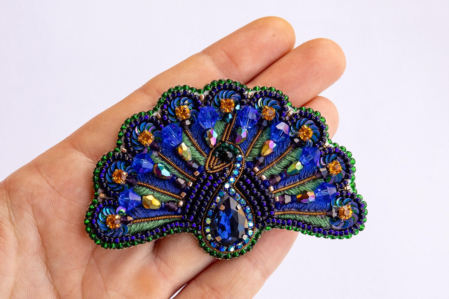 Peacock Bird - Readymade Beaded Brooch