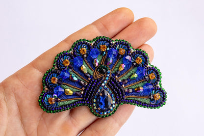 Peacock Bird - Readymade Beaded Brooch