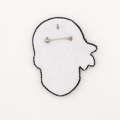 Skull with Rose - Readymade Beaded Brooch