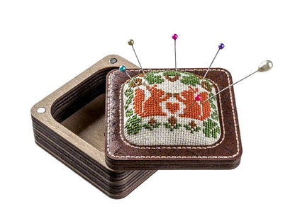 Wooden Pin Cushion Box - DIY Sewing Box Kit with Embroidery Storage Lid