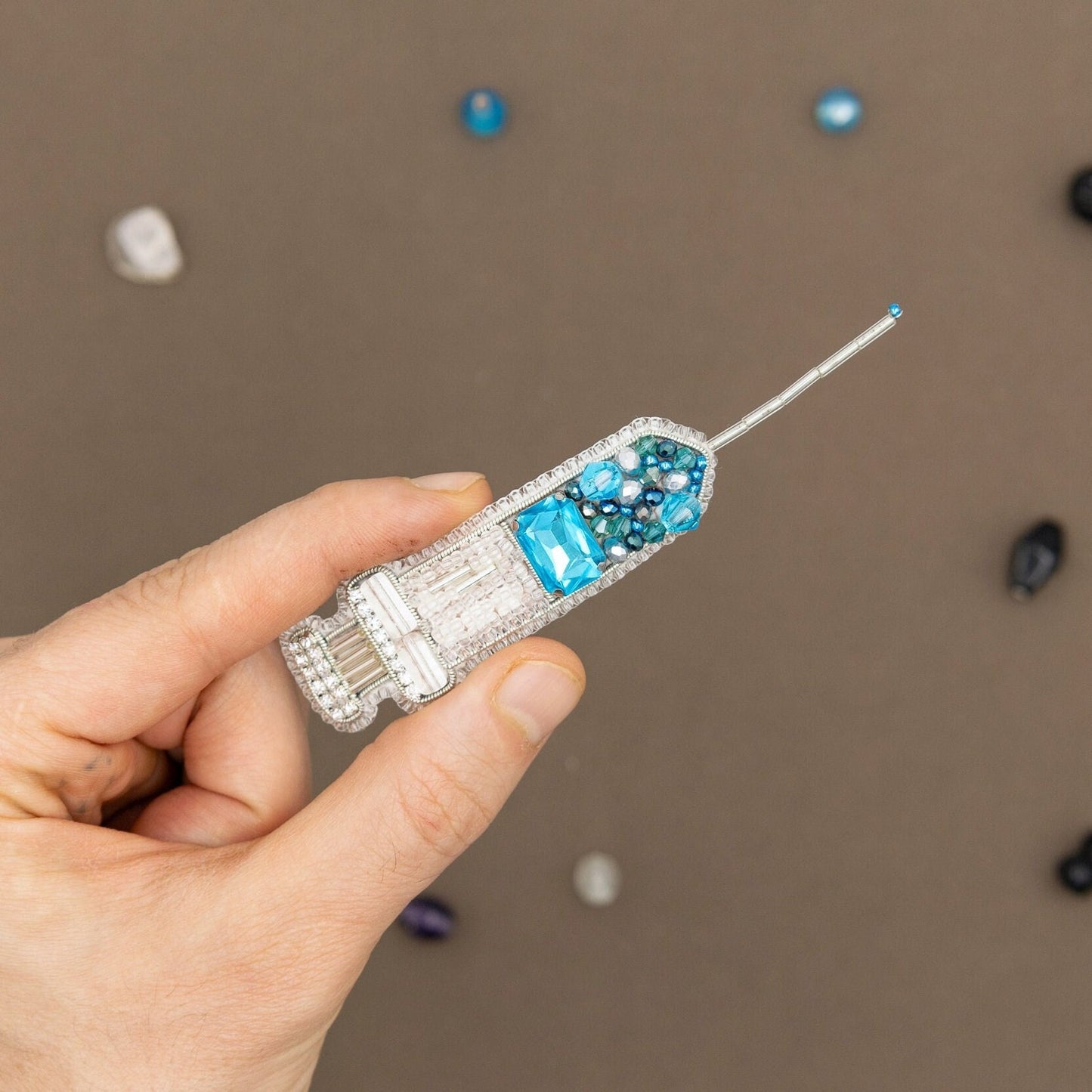 Syringe - Readymade Beaded Brooch