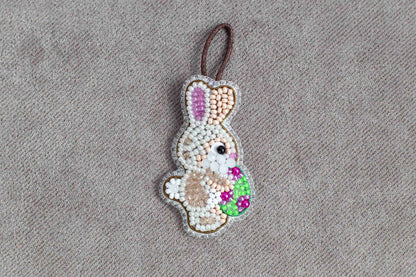 Easter Rabbit with Egg - Readymade Beaded Brooch