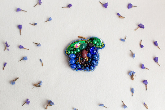 Plum - Readymade Beaded Brooch