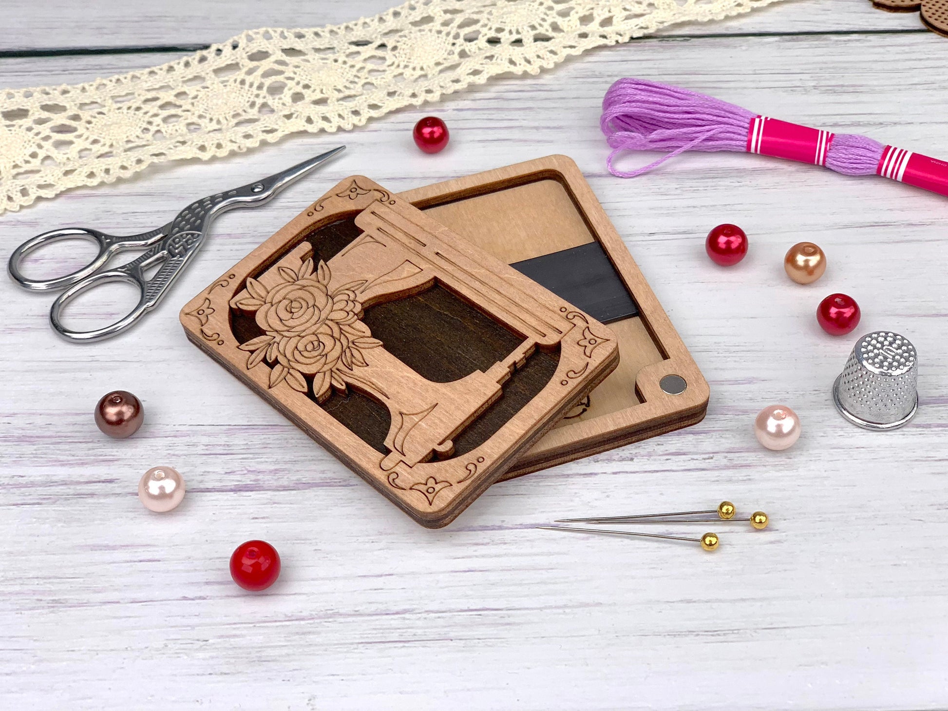 a wooden cutout of a woman's dress on a table