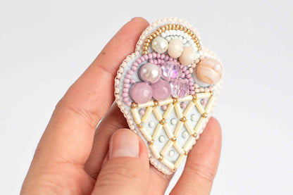 Ice Cream - Readymade Beaded Brooch