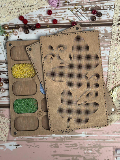 Bead Embroidery Kit - Wooden Seed Beads Organizer