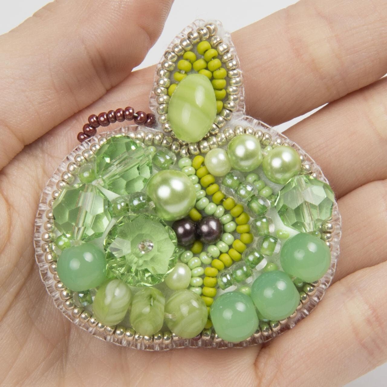 Apple - Readymade Beaded Brooch