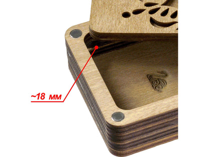 a close up of a wooden object with measurements