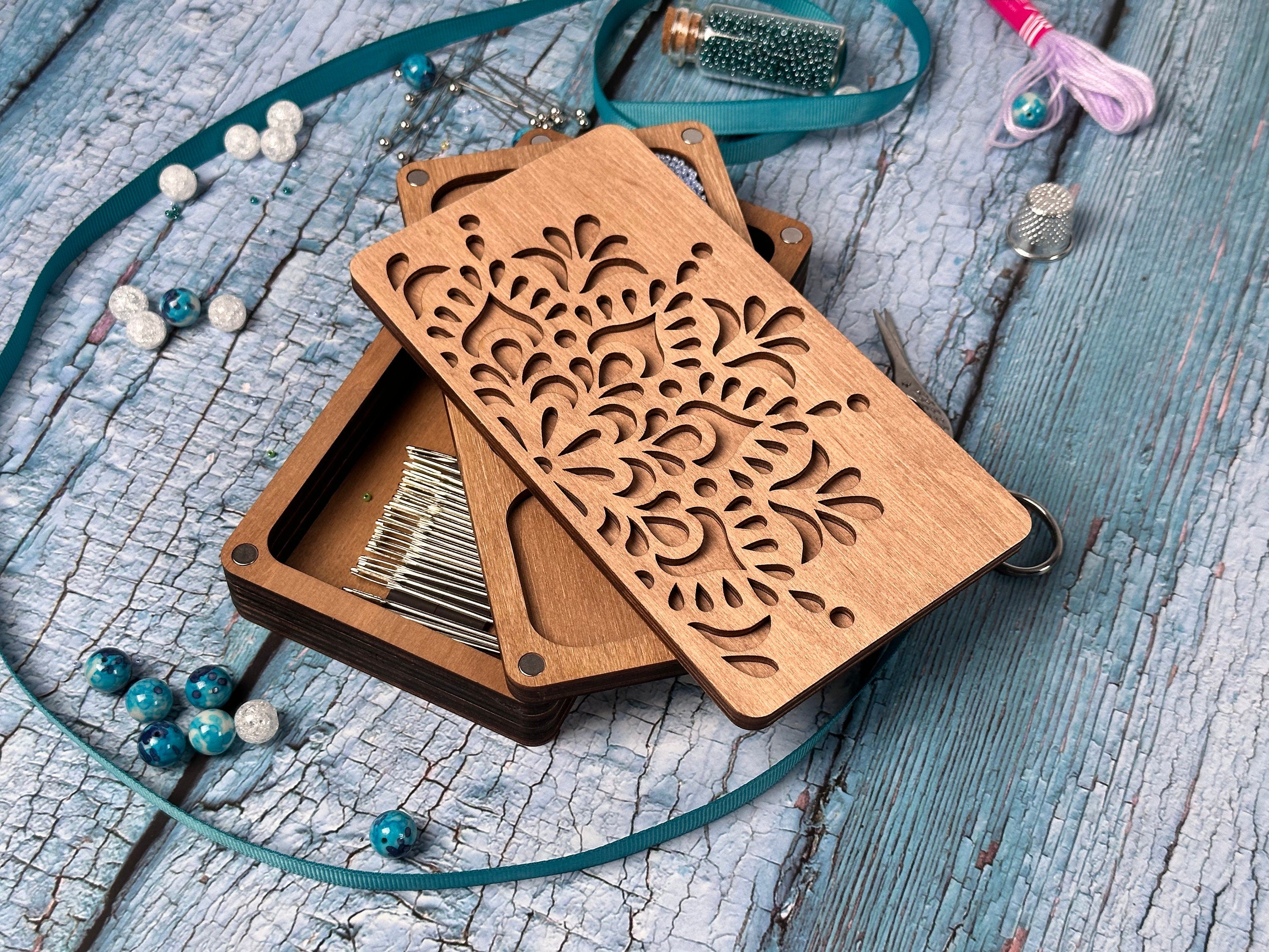 a wooden case sitting on top of a wooden table