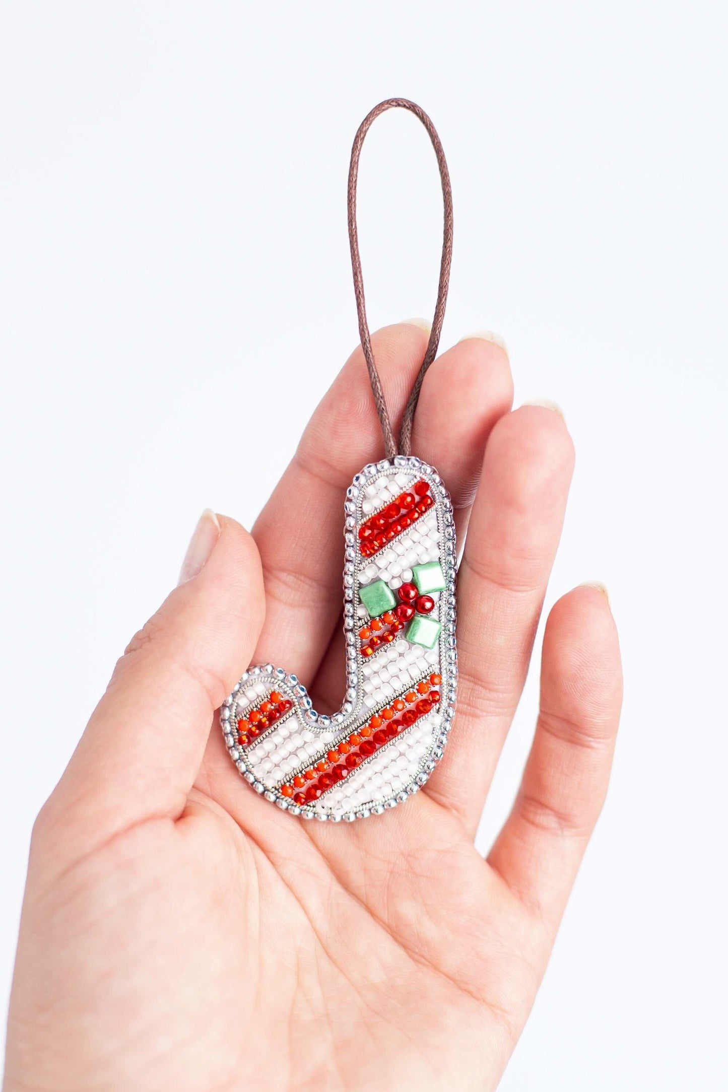 Christmas Candy Cane - Readymade Beaded Brooch