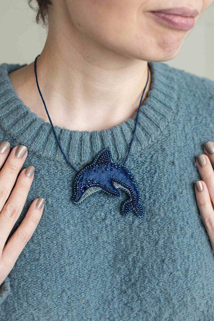 Dolphin - Readymade Beaded Brooch