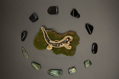 Gecko Lizard - Readymade Beaded Brooch