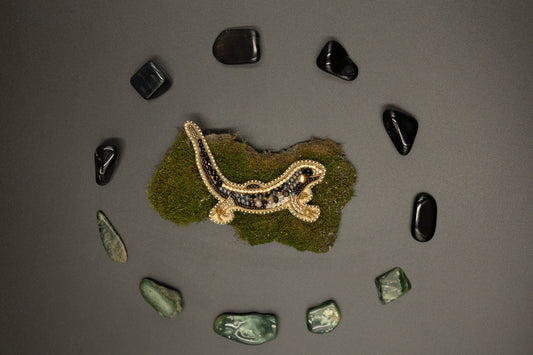Gecko Lizard - Readymade Beaded Brooch