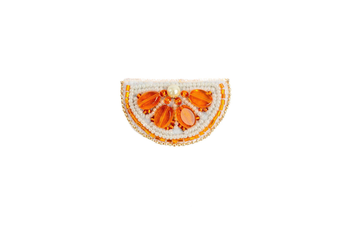 Orange Slice  - Readymade Beaded Brooch