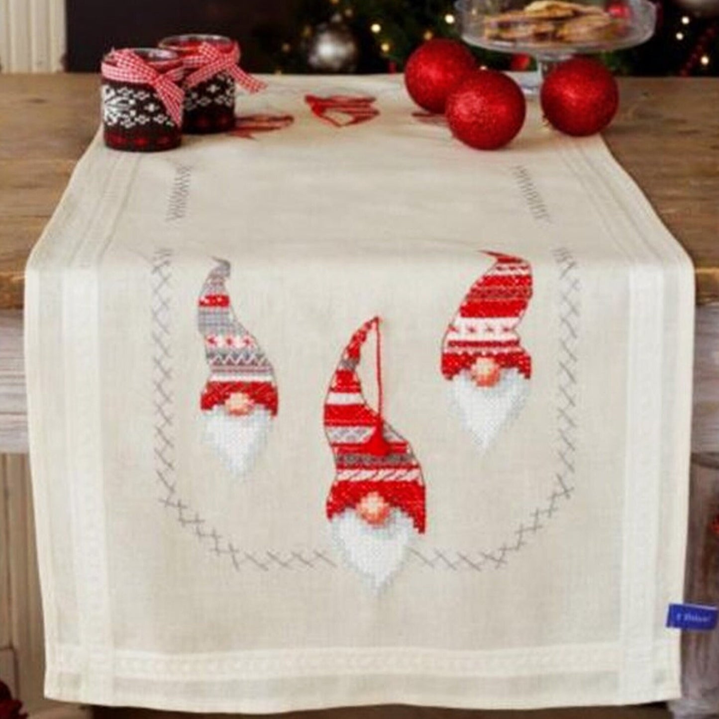 Christmas Gnomes Table Runner Cross stitch Embroidery DIY Kits