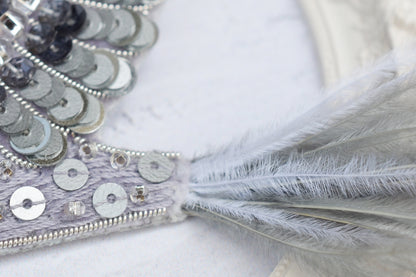 Silver Bird - Readymade Beaded Brooch