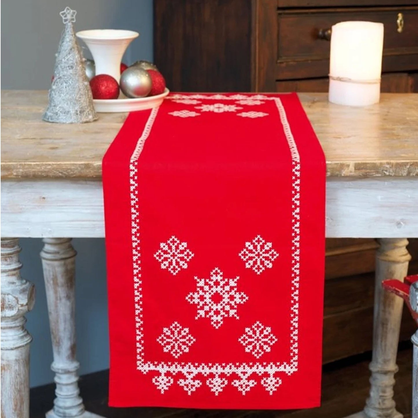 Christmas Table Runner Cross stitch Embroidery DIY Kits