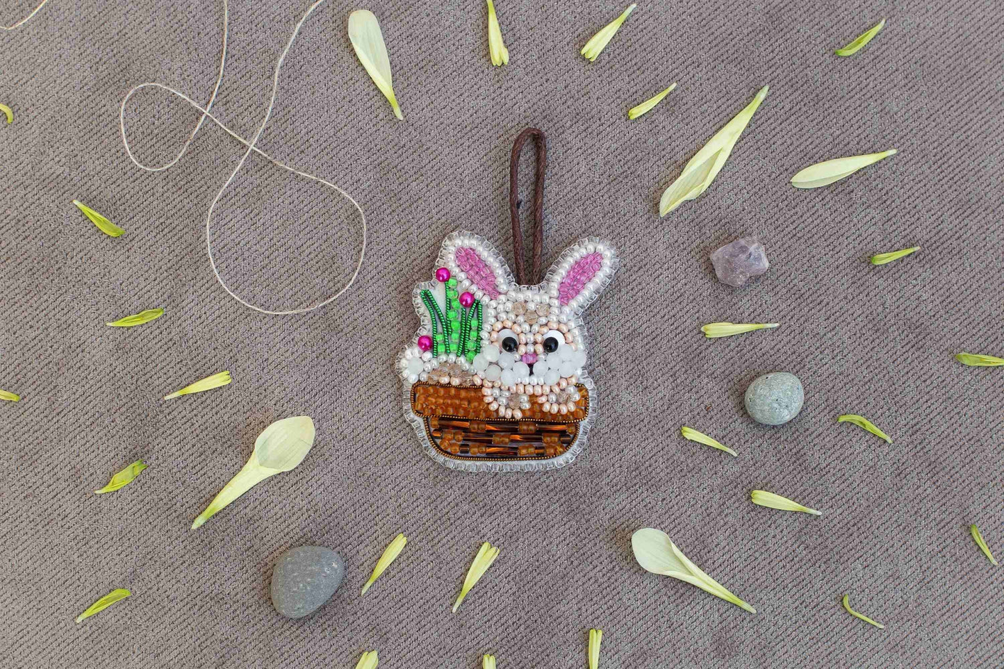 Easter Rabbit - Readymade Beaded Brooch