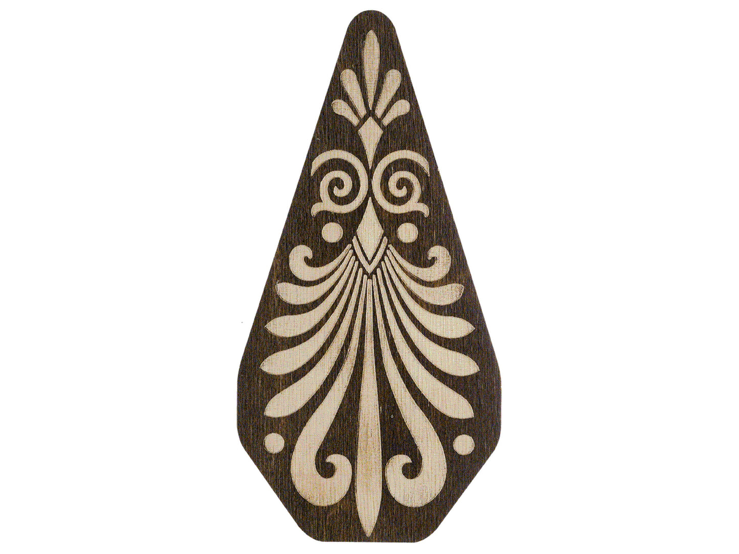 a brown and white decorative object on a white background