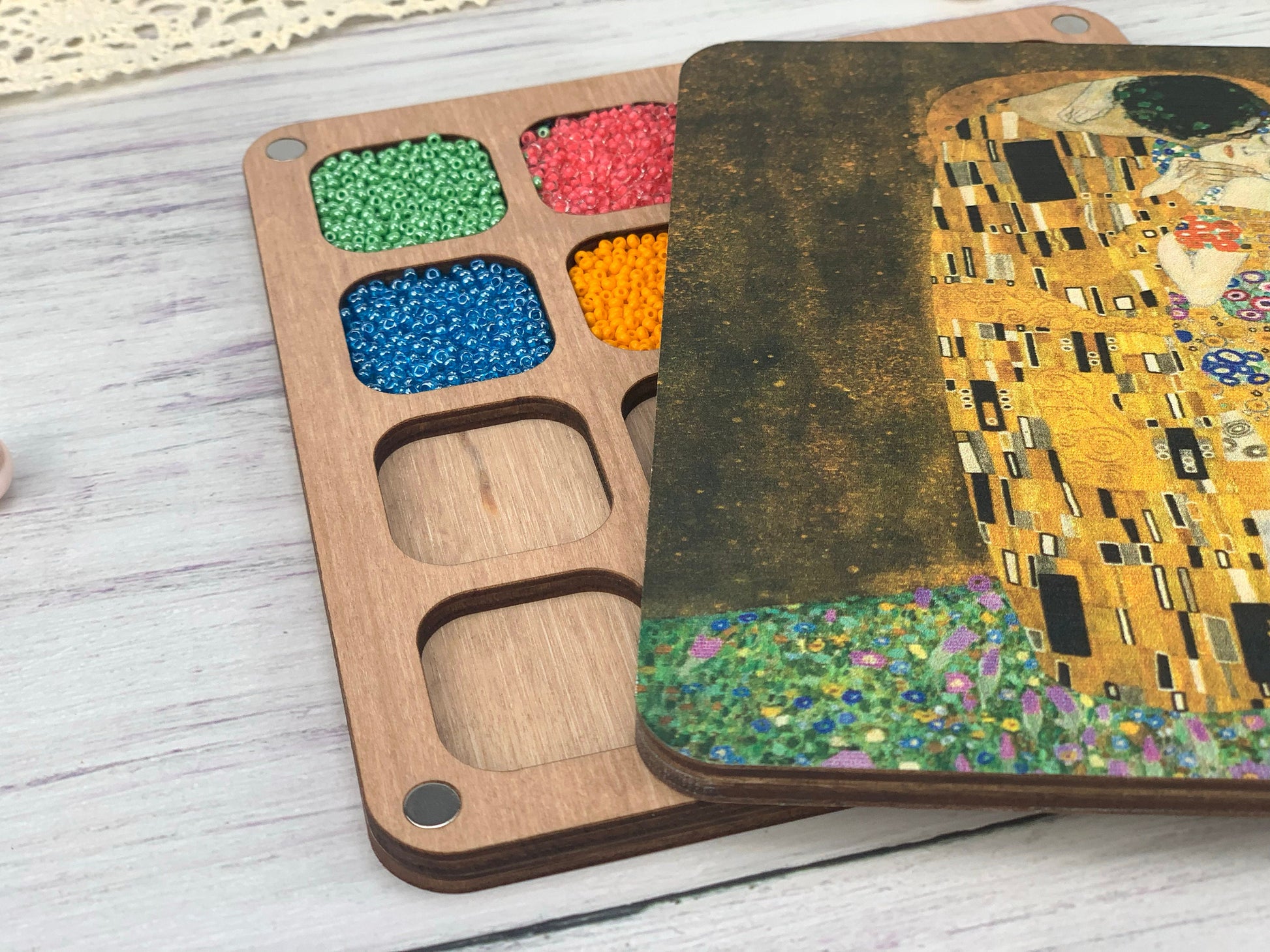 a couple of trays that have some beads in them