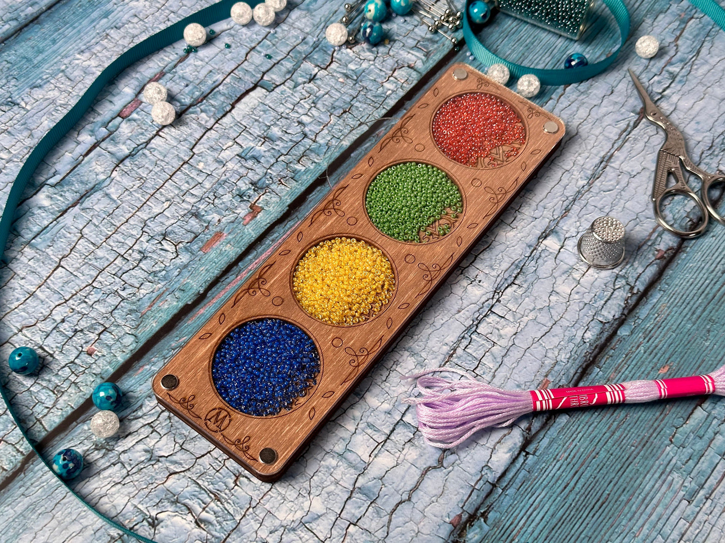 a necklace with beads and beads on it