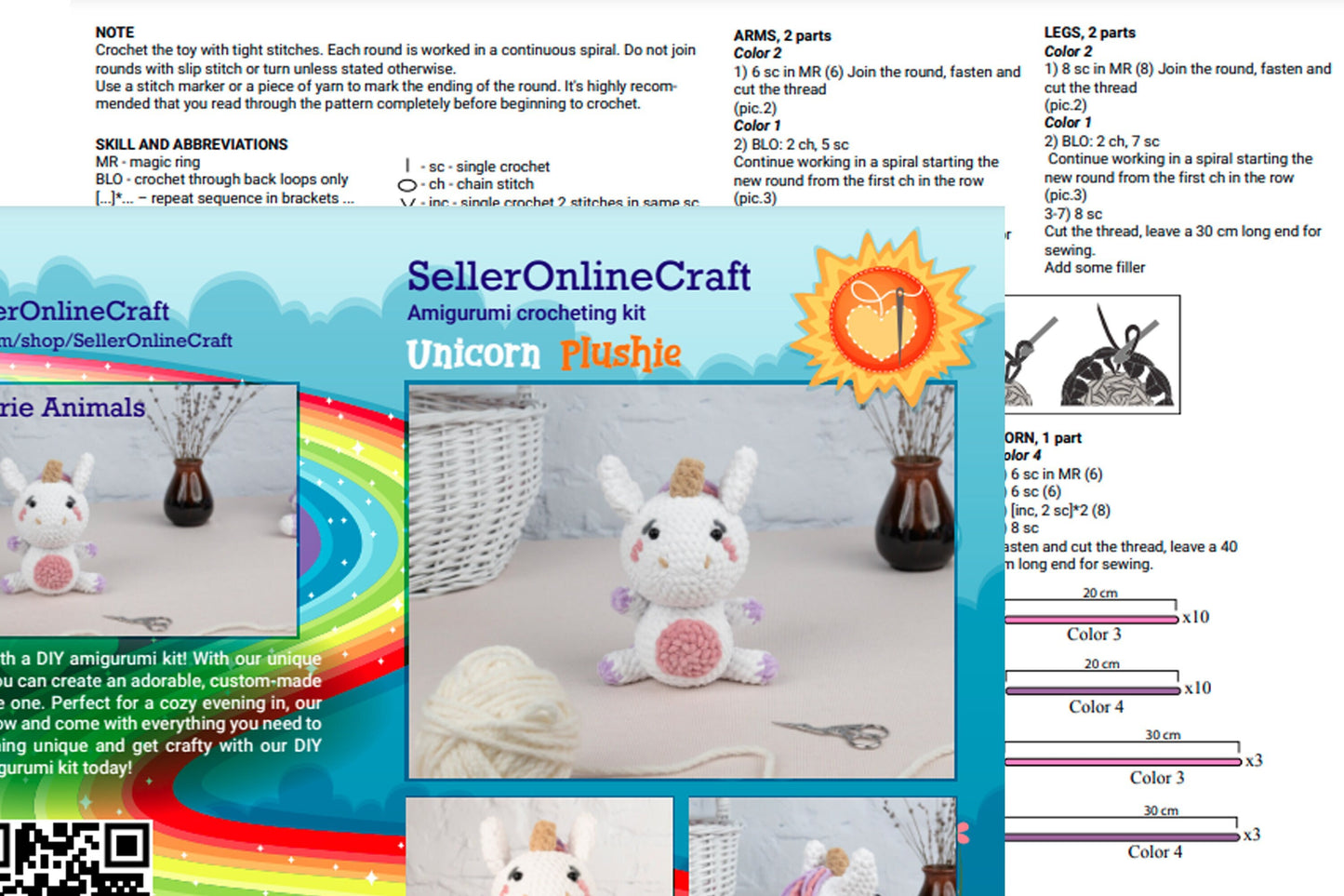 Plush Unicorn  - Crochet Amigurumi DIY kit