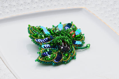 Hazel Leaf - Readymade Beaded Brooch