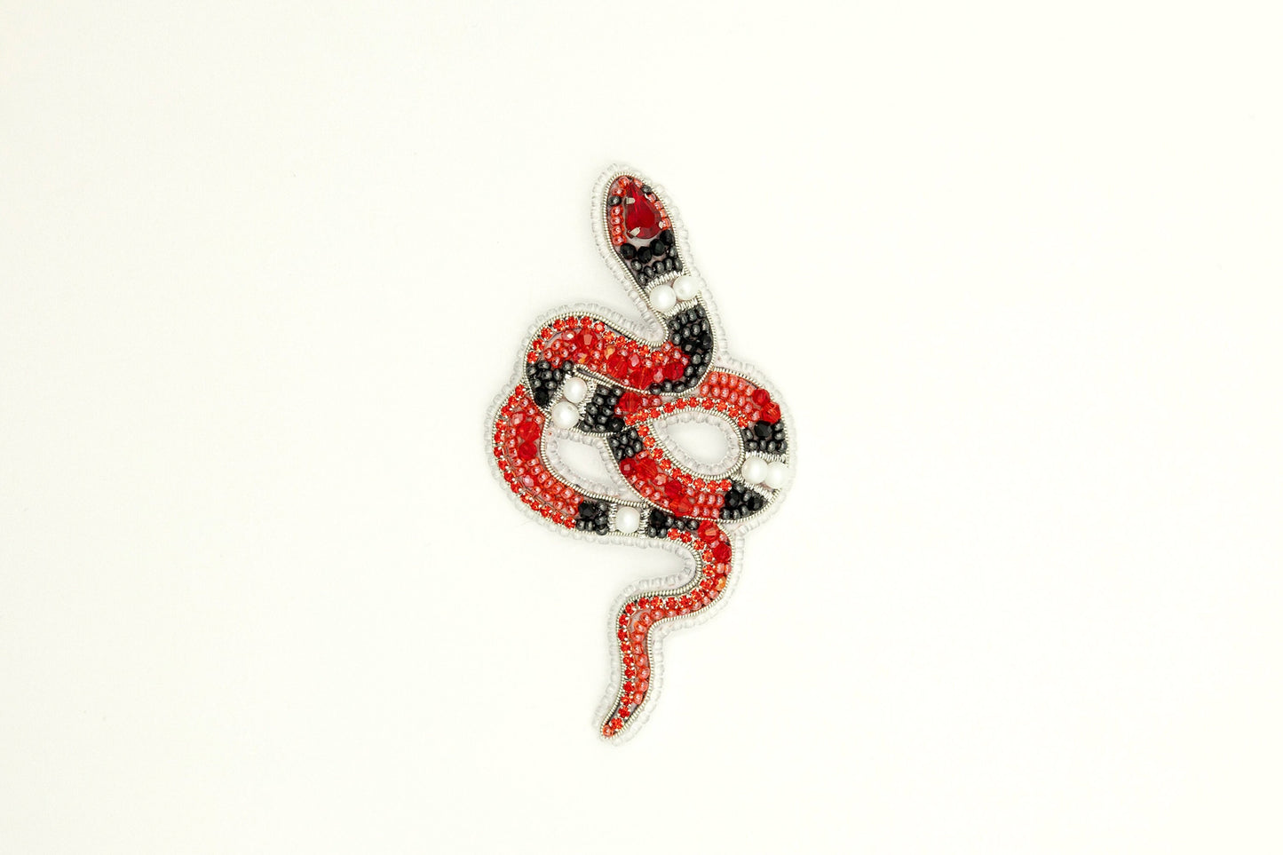 Coral Snake - Readymade Beaded Brooch