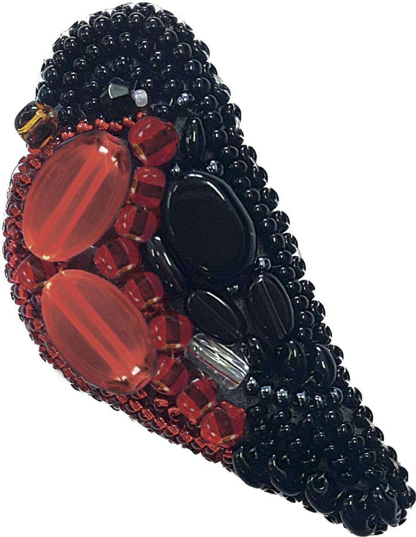 Bullfinch Bird - Readymade Beaded Brooch