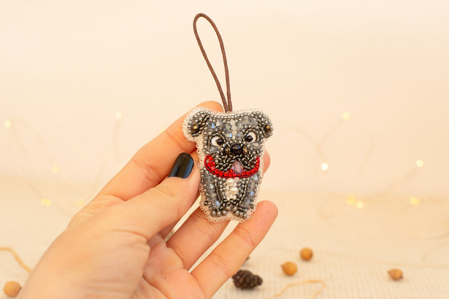 French Bulldog - Readymade Beaded Brooch