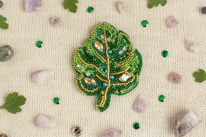 Leaf - Readymade Beaded Brooch